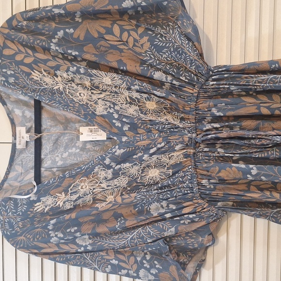 Cost Plus World Market Blue and Tan Floral Maxi Dress - Picture 1 of 5